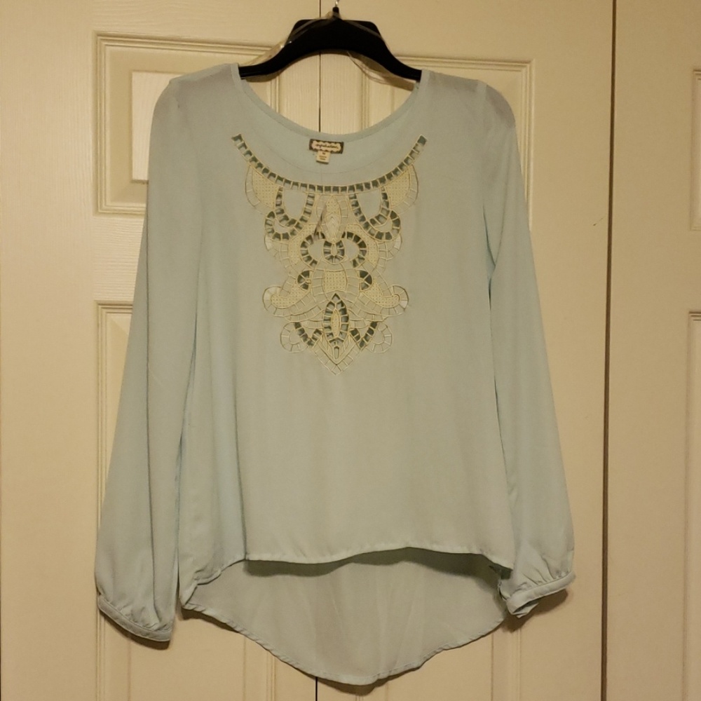 NWT Gorgeous baby blue polyester blouse